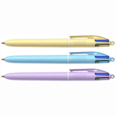 BIC 4-Farb-Kugelschreiber 4Colours PASTELS violett gelb blau [wählbar]