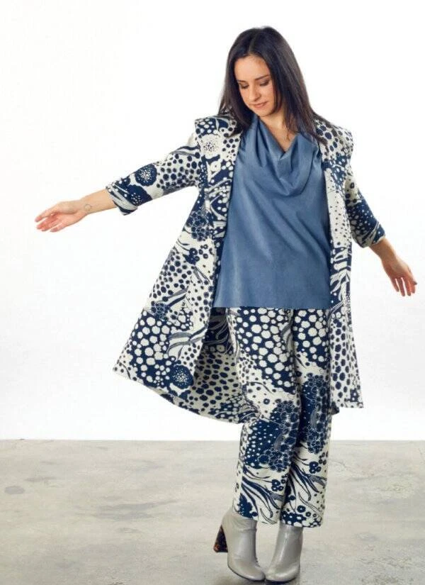 NWT Bryn Walker XXS Crop Pant in Blu Fiori D’Acqua Stretch Jacquard