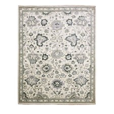 8'2" x 10'5" Ivory Wool Anatolian Design Oushak Hand Knotted Oriental Rug R75207
