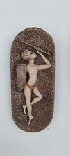 QUADRO GUERRIERO  CASA STUCCHI BASSORILIEVO IN GESSO CERAMICO DECORATO CM 25X11