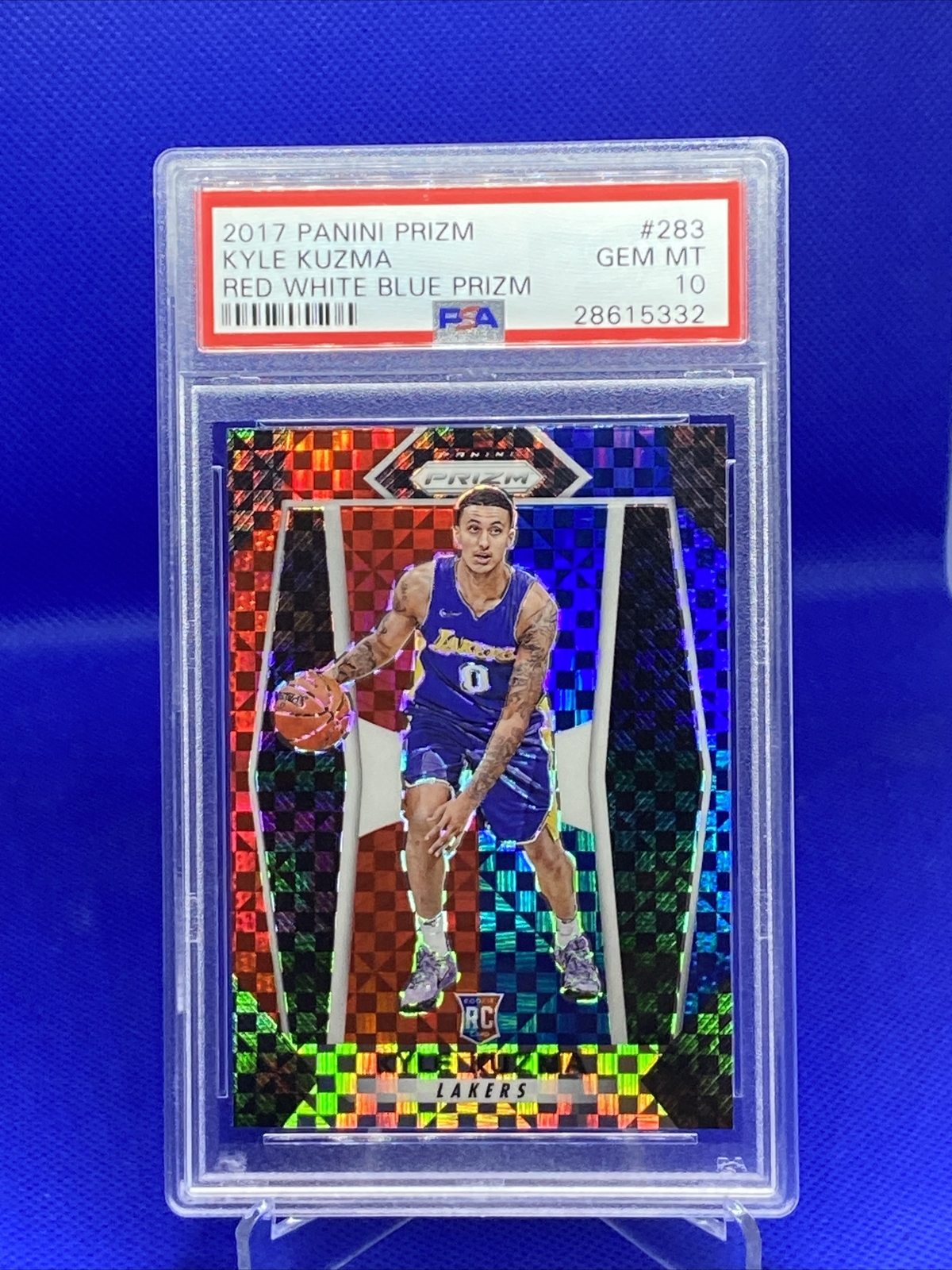 2017-18 Panini Prizm #283 Kyle Kuzma RC Red White Blue Prizm Rookie PSA 10