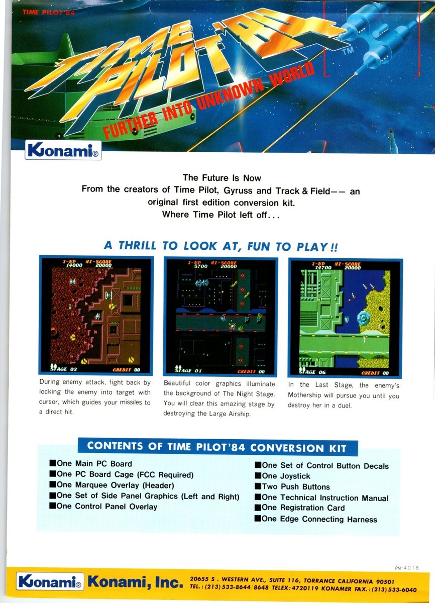Time Pilot 84 Video Arcade Game FLYER Original Vintage RARE