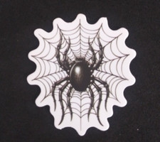 Spider On Web Spooky Black  White Halloween Sticker 1.78" x 1.75" AU 