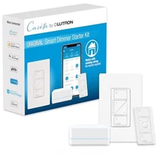Lutron Caseta Smart Lighting Kit w/ Hub, Original Dimmer Switch, & Pico