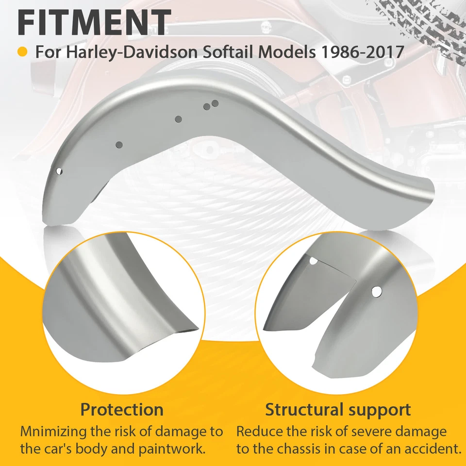 6" STRETCHED STEEL REAR FENDER EXTENDED FOR HARLEY SOFTAIL MODELS 1986-2017 - Image 4 of 4