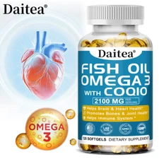 Omega 3 Fish Oil 120 Capsules Epa Dha Highest Potency Heart Function CO Q10 