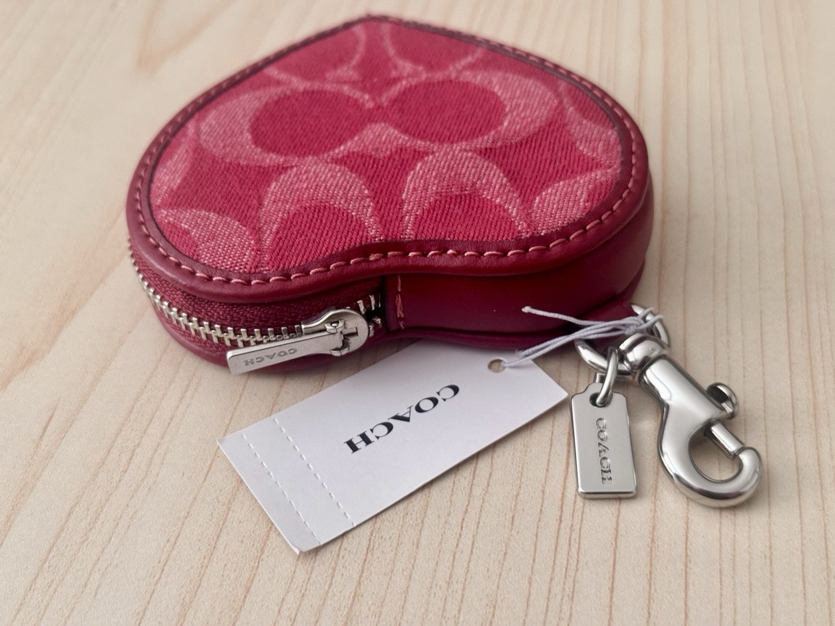 NWT COACH Heart Bag Charm In Signature Denim CDC91 In True Red | eBay