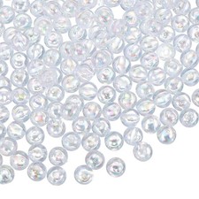 100 Pcs 8 mm Acrylic Round Beads AB Colors Clear Beads with Hole, Clear White