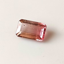 Bi Color Tourmaline Emerald Cut Faceted Natural Untreated Gemstone 1.80 Carat