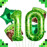 Pixel Geburtstagsdeko 10 Jahre Junge, Pixel Miner Luftballon 10. Geburtstag Jung