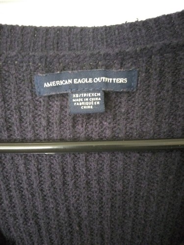 American Eagle Sweater Womens XS Wool Blend Floral Embroidered V neck Boho Top - Picture 4 of 10