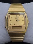 Seiko mens gold tone quartz digital alarm watch H601-5400