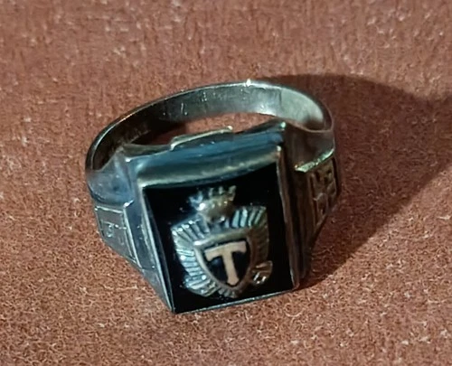 Jostens 1935 Troutman, NC HS Class Ring STERLING W/10K Gold Trim 8 Grams Size 8