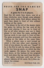 VTG Game Rules of Snap by Whitman Pub. 1920s Playing Card Single