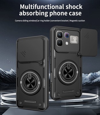 For Infinix Note 60 Pro 5G, Hybrid Slide Cover Camera Case KickStand Ring Holder