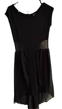 VENUS Black Solid Bodycon Dress Sheer Waist Panel Sleeveless Round Neck Zip 6