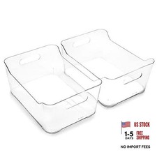 Plastic Storage Bins - 2 Pack The SOHO Collection Multi-Use Large Clear