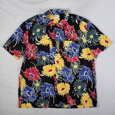 J Crew Hawaiian Shirt Mens 2XL Camp Loop Collar Button Up AOP