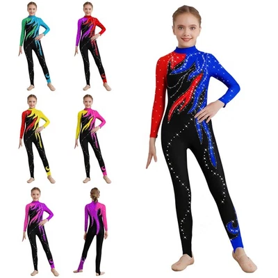 TIAOBUG DE Kinder Mädchen Ballettanzug Langarm Trikot Gymnastik Turnanzug Body Overall