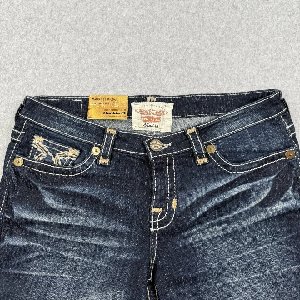 Big Star Shorts Womens 30 Dark Wash Maddie Bermuda Mid Rise Western Jorts Denim - Image 3 of 4