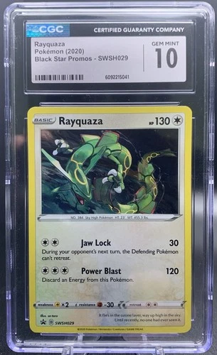 Rayquaza SWSH029 CGC Gem Mint 10 - Cosmos Holo Black Star Promo 2020 Pokémon TCG