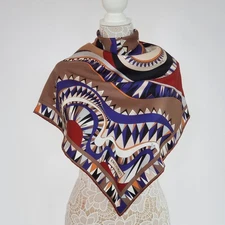 EMILIO PUCCI SCARF MULTI-COLORED PRINT SIGNATURE LOGO SQUARE SCARF 34"