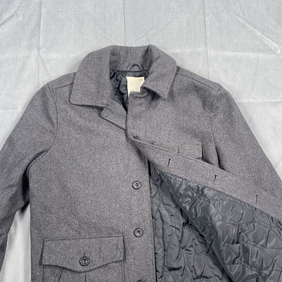 #ad #ad GAP Chore Coat Jacket Men#x27;s Size Medium Gray Wool Blend Quilt Lined Barn $34.97