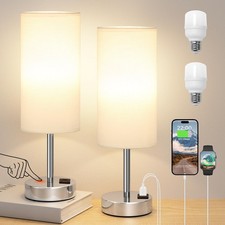 Bedside Table Lamps for Bedroom Set of 2 - Touch Lamp for Nightstand with USB...
