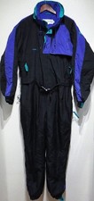 vtg Columbia BLACK NEON PURPLE TEAL Ski Suit Men LARGE 90s Snow Winter Insulated