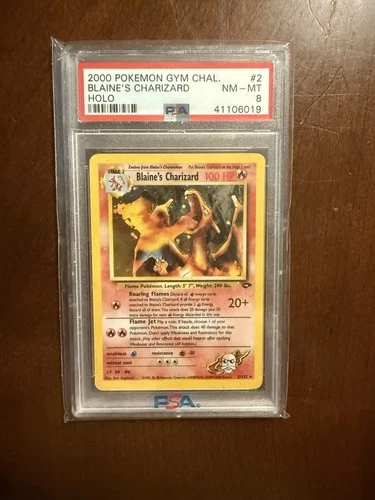 2000 Pokemon Gym Challenge Blaine's Charizard Holo #2/132 PSA 8