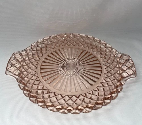 Anchor Hocking Pink Depression Glass 11 inch Vintage Cake Plate