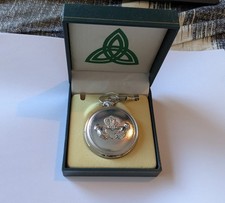 Celtic Trinity Knot Pocket Watch Silver-Tone Claddagh Irish Gift