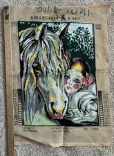 Completed Collection D'Art Tapestry 11189 Big Eye Flapper & Horse 34cm x 46cm