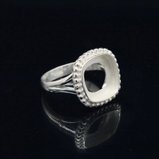 925 Sterling Silver 10mm Cushion Blank Bezel Cup Stone Setting Ring Supplies
