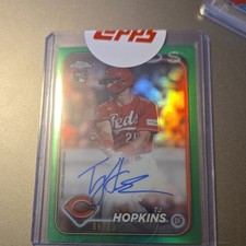 2024 Topps Chrome Rookie Autographs TJ Hopkins #RA-TH Green Refractor /99 Reds
