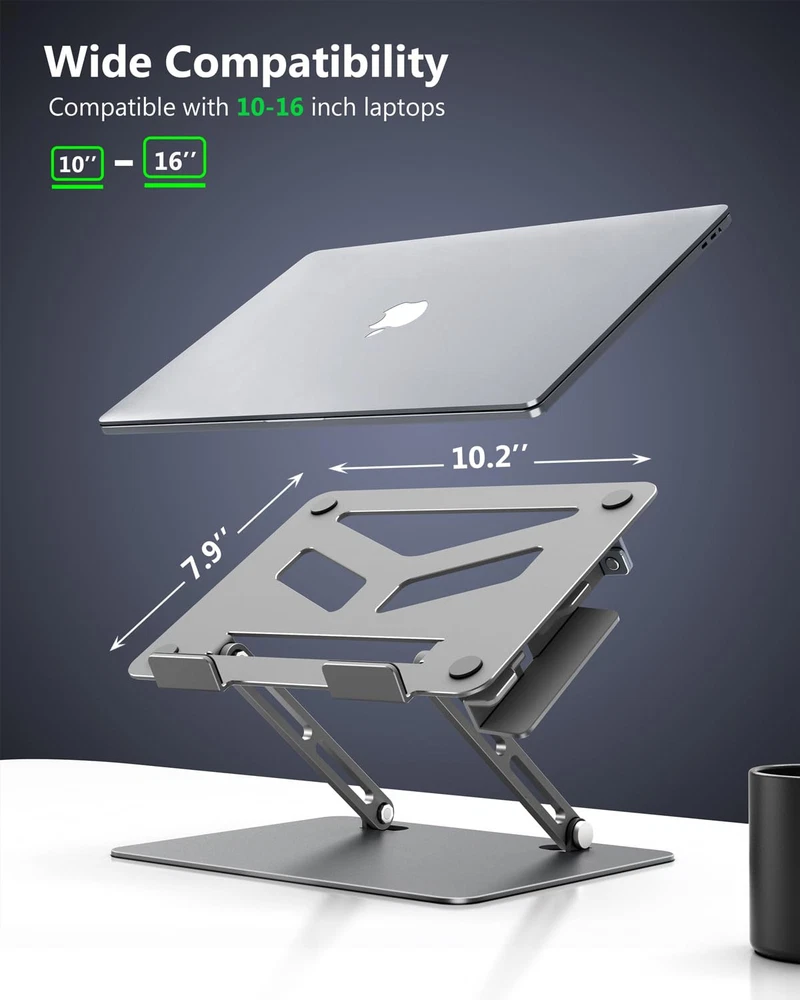 Laptop Stand for Desk, Adjustable Aluminum Laptop Computer Stand, Foldable Er...