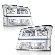 PREENEX Bumper Headlights for 03-06 Chevy Silverado Avalanche w LED DRL Chrome