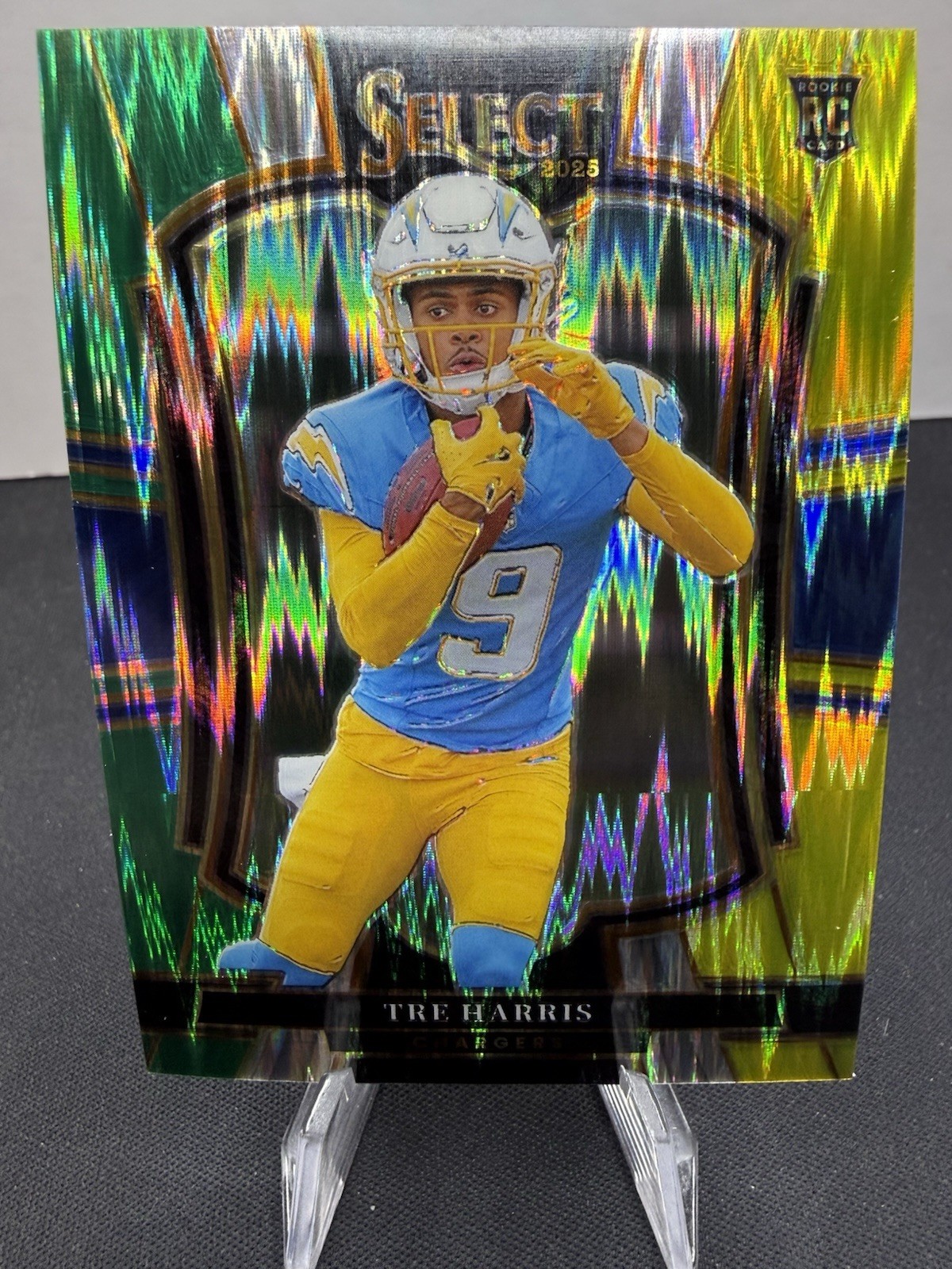 💥2025 Select Tre Harris Green Yellow Prizm Shock Premier Level RC Chargers