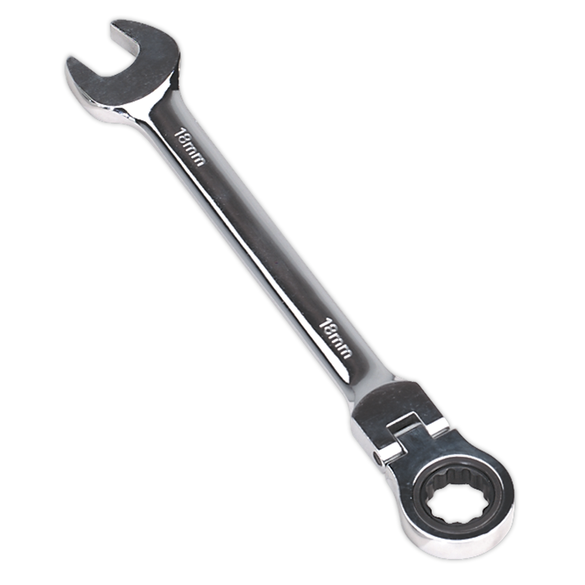 Sealey Flexi-Head Ratchet Combi Spanner Chrome Vanadium Steel 18mm FHRCW18