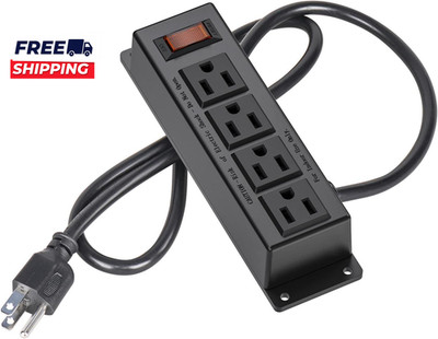Wall Mount Power Outlet Strip  4 Outlet Mountable Power Strip with Switch