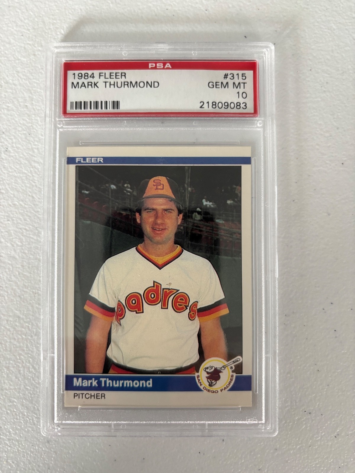 1984 FLEER BASEBALL #315 MARK THURMOND PSA GEM MINT 10
