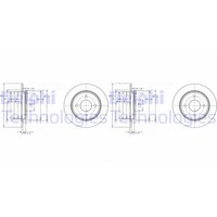 2X Delphi Bremsscheiben 253Mm Voll Hinten Passend FÜR Ford Fiesta Focus Scorpio