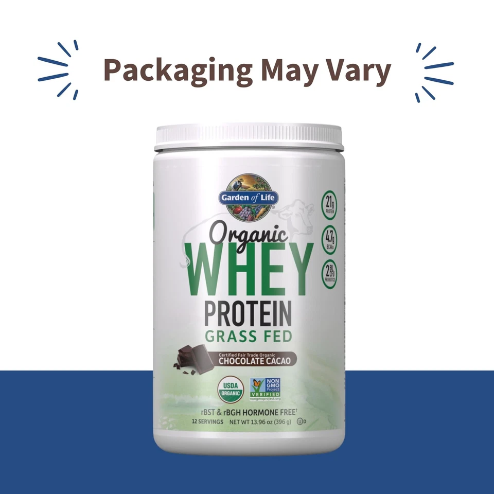 Proteína de suero en polvo orgánica alimentada con pasto chocolate cacao de comercio justo 12 porciones Foto 2 de 4