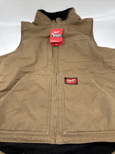Milwaukee 801BR XL Men's Brown Heavy Duty Sherpa-Lined Vest - XLarge P27 - Picture 1 of 8