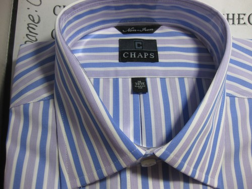 NWT $65 CHAPS COTTON NON-IRON DRESS SHIRT LONG SLEEVE Shirt Classic Fit - Picture 5 of 10