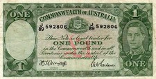 1942 AUSTRALIAN 1 POUND R30 ARMITAGE/MCFALANE NOTE AS PHOTO J/89 592806