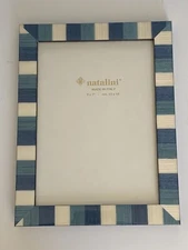Natalini 5X7 Picture Photo Frame Wood Blue Striped Made in Italy