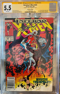 Uncanny X-Men #243 CGC 5.5 (04/1989), Inferno, Signed by Chris Claremont
