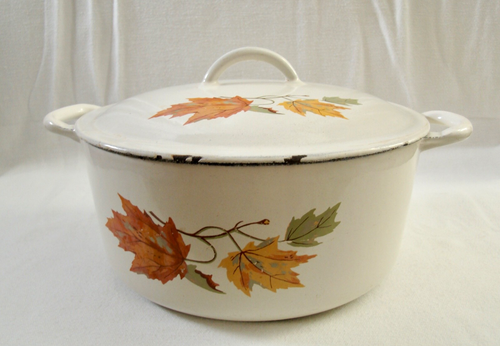 Descoware Autumn Maple Leaves 3.5 qt Enamel Cast Iron Dutch Oven 2-D 8 Pot & Lid - Picture 16 of 18