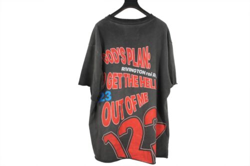 RRR-123 Men God's Plan Distressed T Shirt Size Large Vintage Black 100% Cotton - Picture 2 of 8